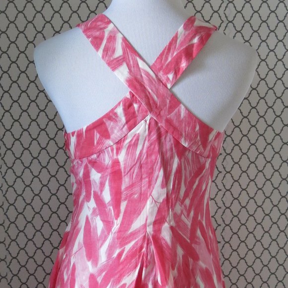 Postmark Anthropologie Empire Waist Feather Print Side Zip Summer Dress Size 00 - Picture 8 of 11